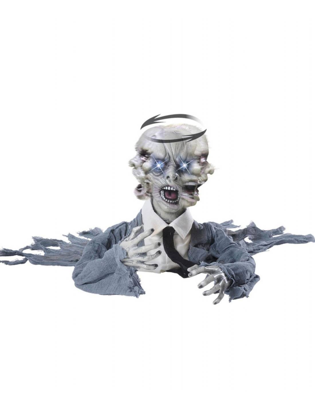 Decorazione Di Halloween Zombie Animato Parlante Con Testa Girevole
