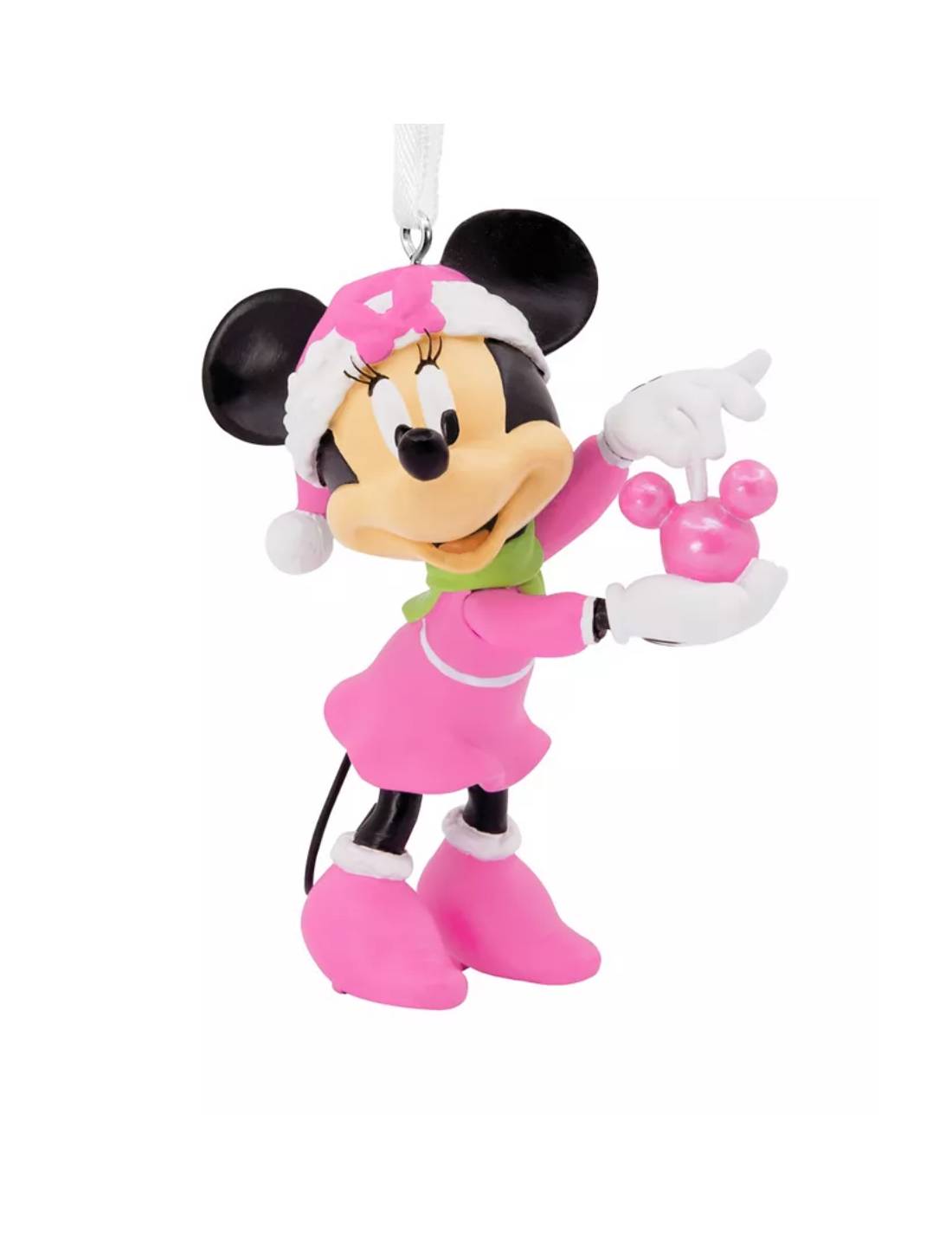 Addobbo Albero Di Natale In Resina Minnie Mouse Rosa 7,6cm