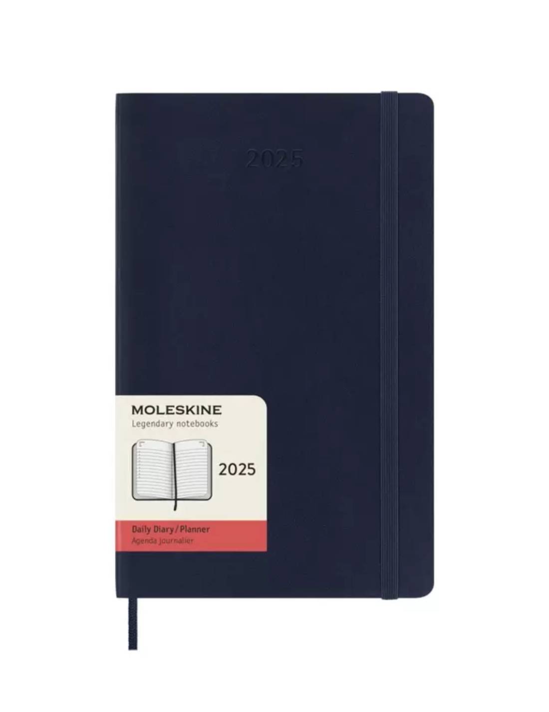 Agenda Giornaliera 2025 Moleskine Blu Large 12 Mesi Copertina Morbida - 13x21cm