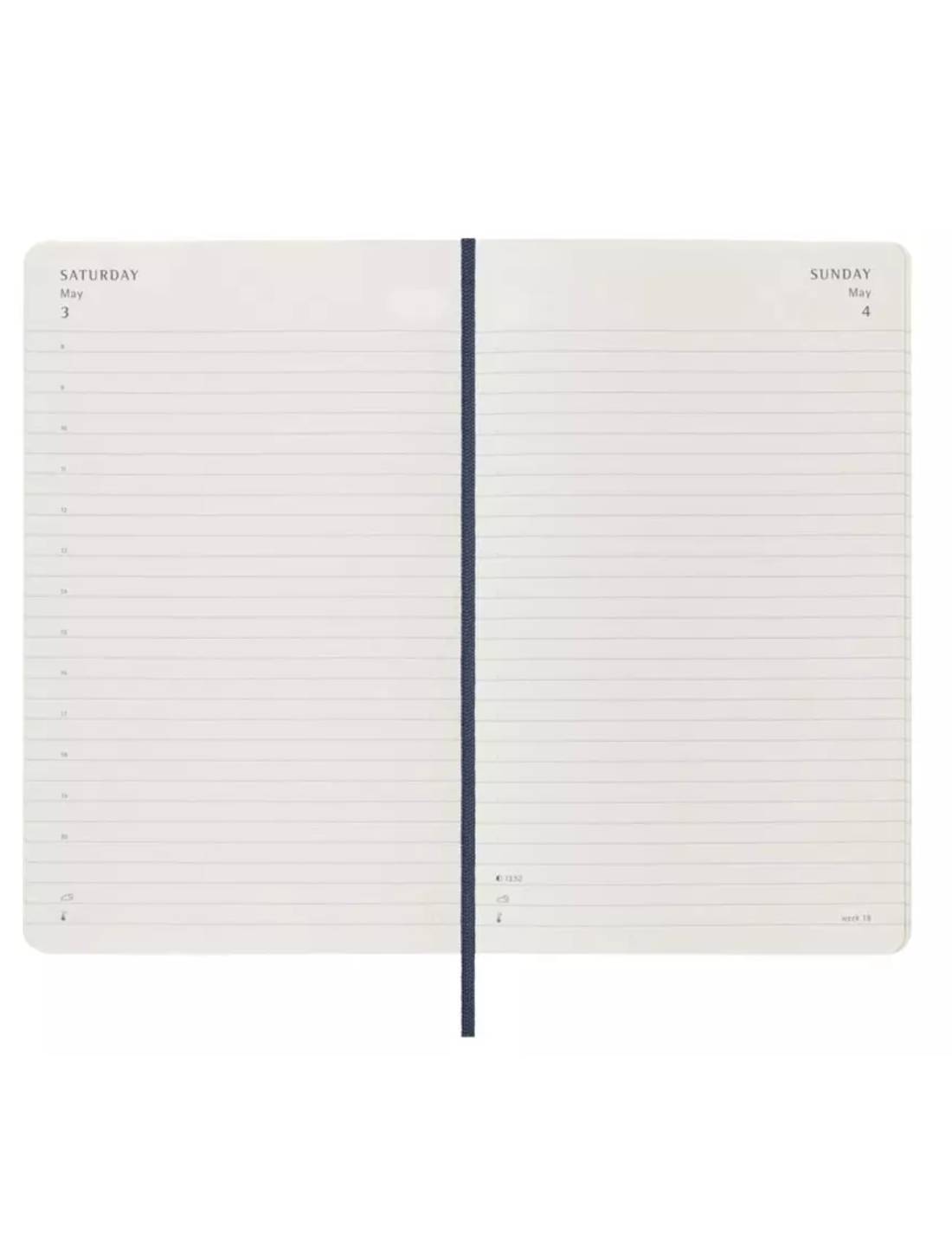 Agenda Giornaliera 2025 Moleskine Blu Large 12 Mesi Copertina Morbida - 13x21cm