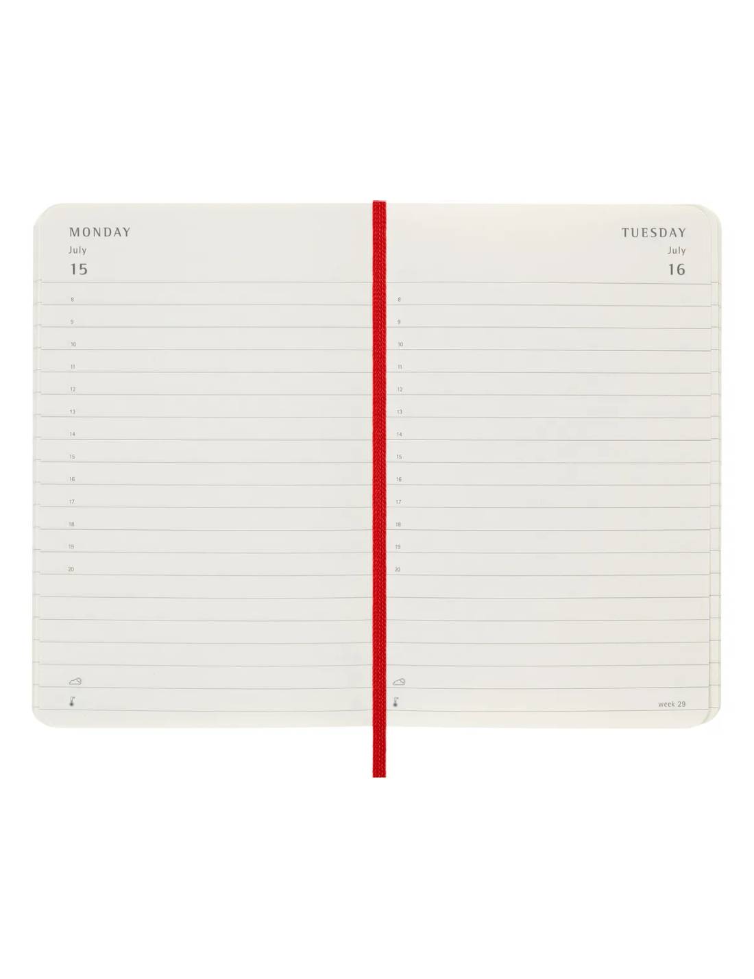 Agenda Giornaliera 2025 Moleskine Rossa Pocket 12 Mesi Copertina Morbida - 9x14cm