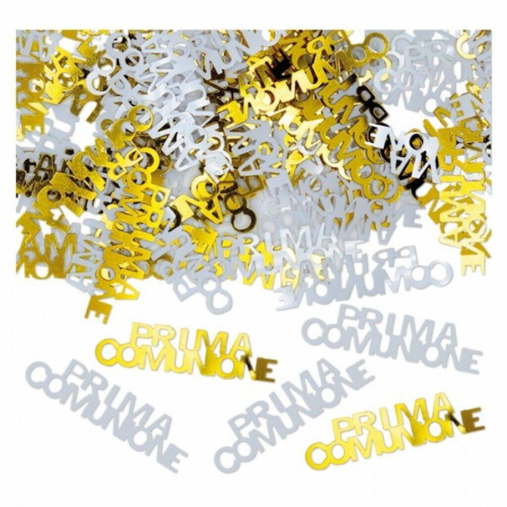 Coriandoli Decorativi Prima Comunione Bianco e Oro 15g