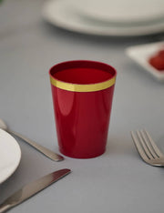 Set 20pz Bicchieri In Plastica Bordeaux Bordo Dorato