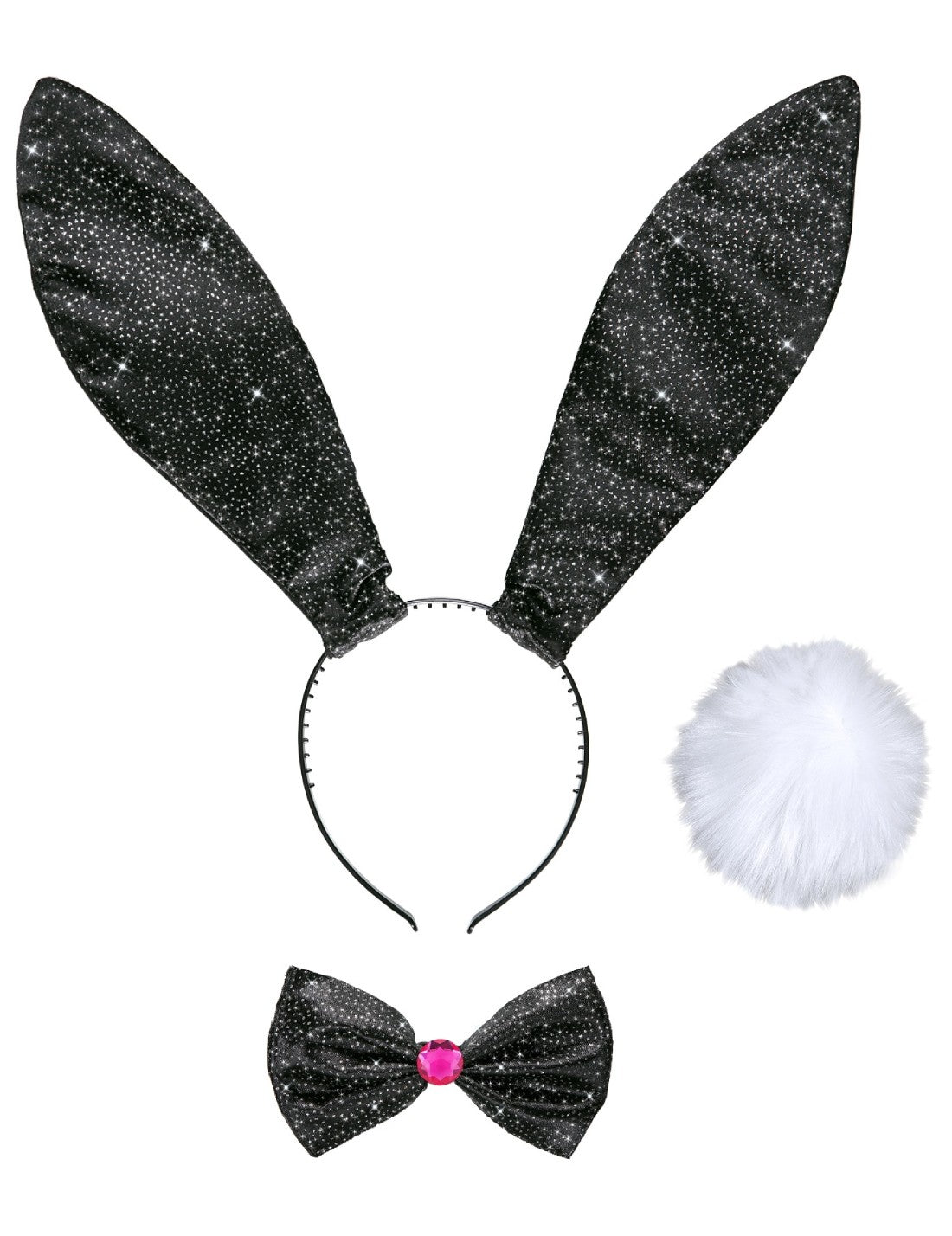 Set Costume Coniglio Nero Accessori Halloween E Carnevale