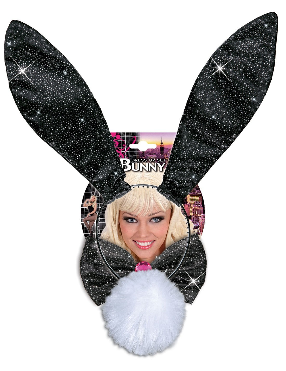 Set Costume Coniglio Nero Accessori Halloween E Carnevale
