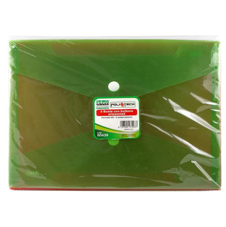 Busta Con Bottone PPL A5 Colori Assortiti Fluo