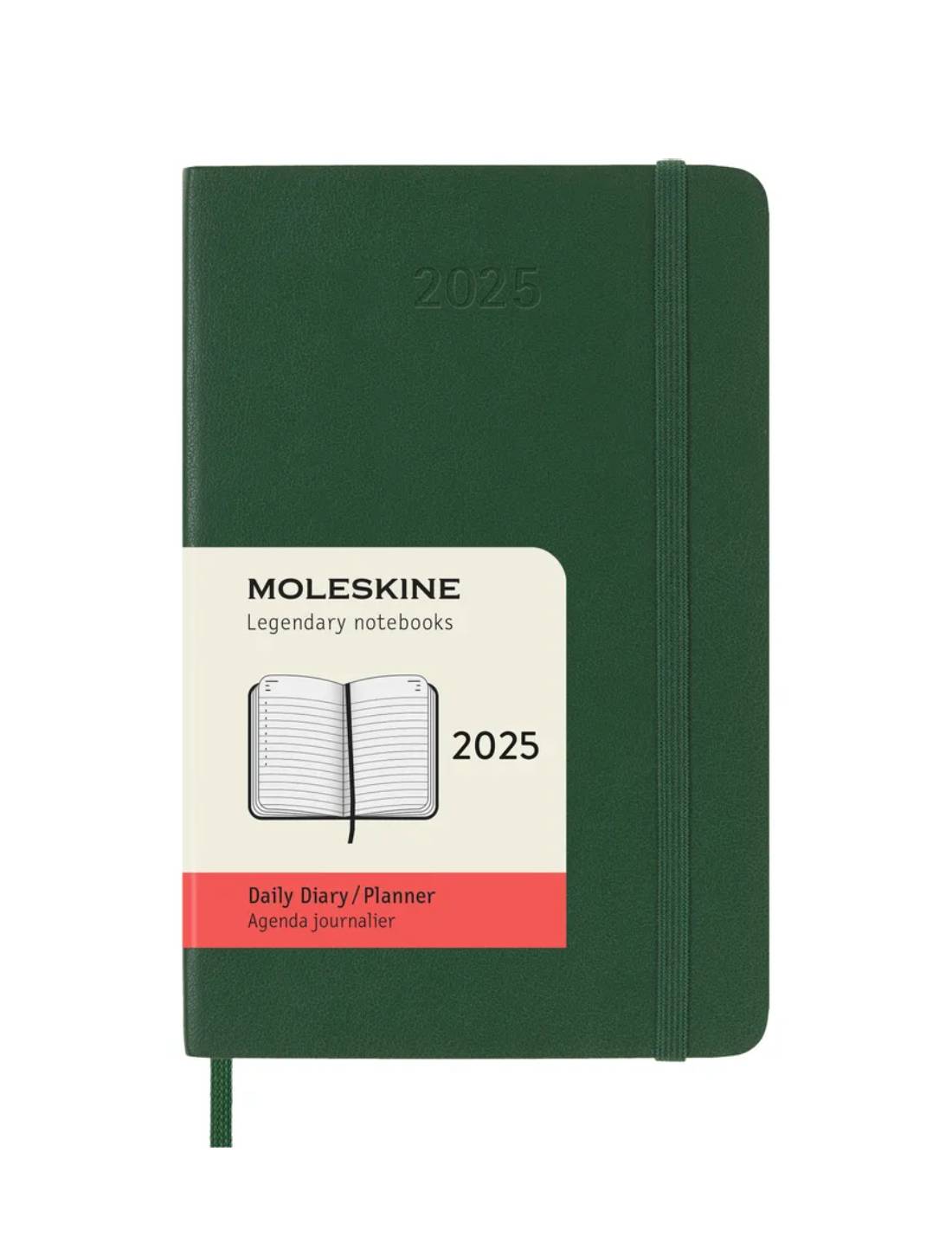 Agenda Giornaliera 2025 Moleskine Verde Pocket 12 Mesi Copertina Morbida - 9x14cm
