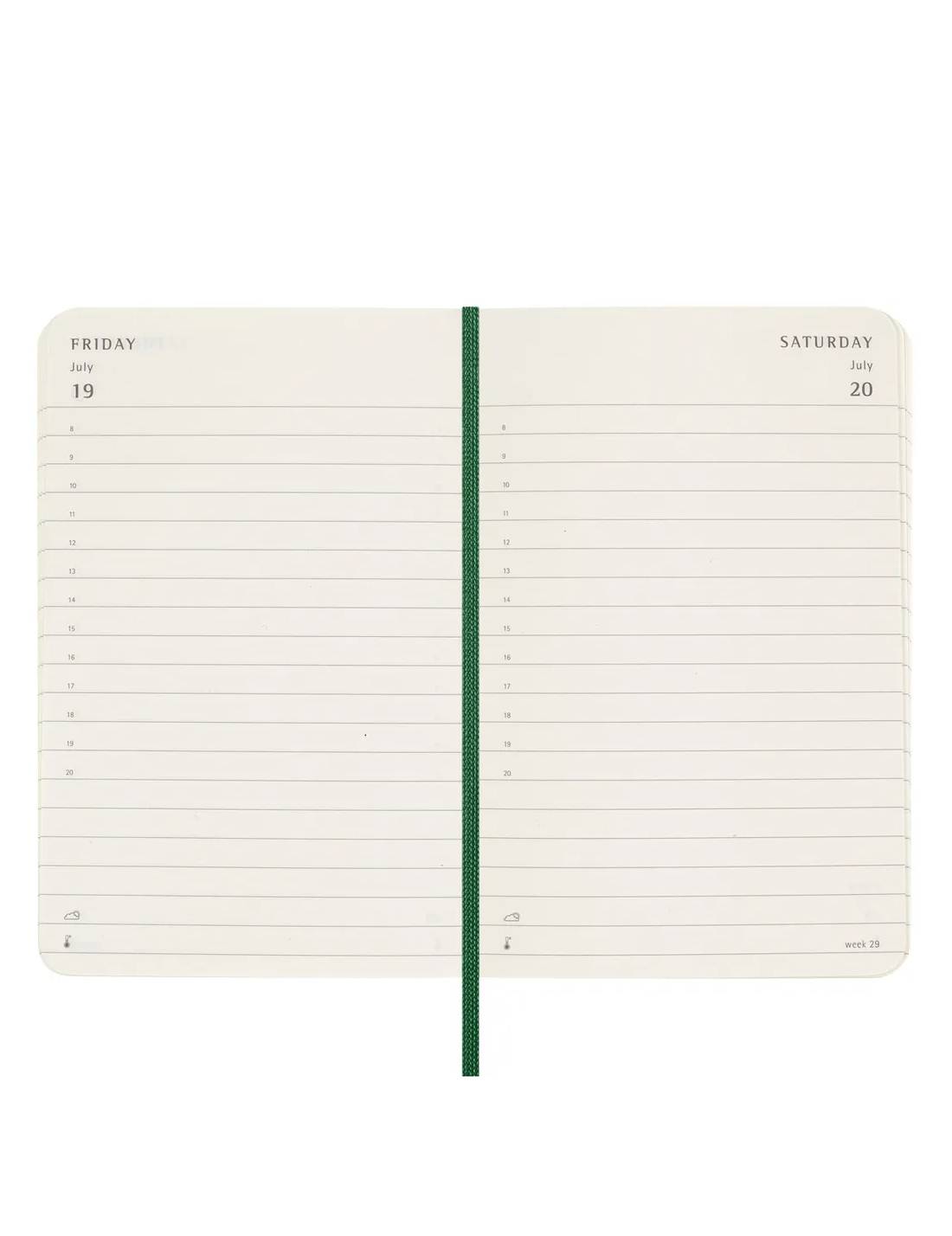 Agenda Giornaliera 2025 Moleskine Verde Pocket 12 Mesi Copertina Morbida - 9x14cm