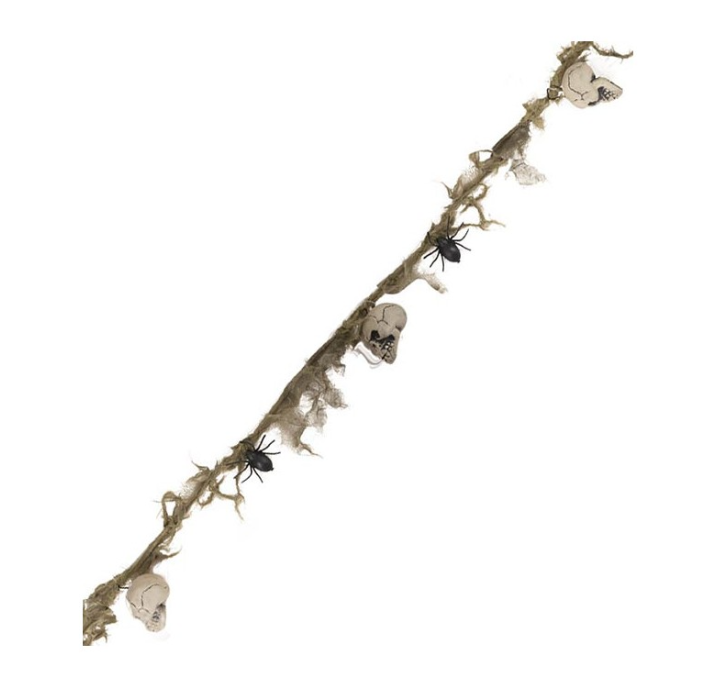 Festone Teschi Con Ragnatele E Ragni 200cm Ornamenti Halloween