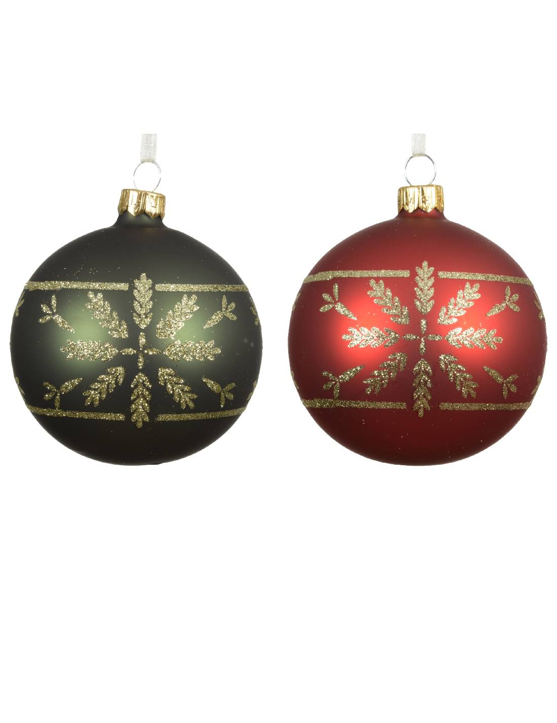 Pallina Albero Di Natale In Vetro Fiocco Di Neve Oro 8cm