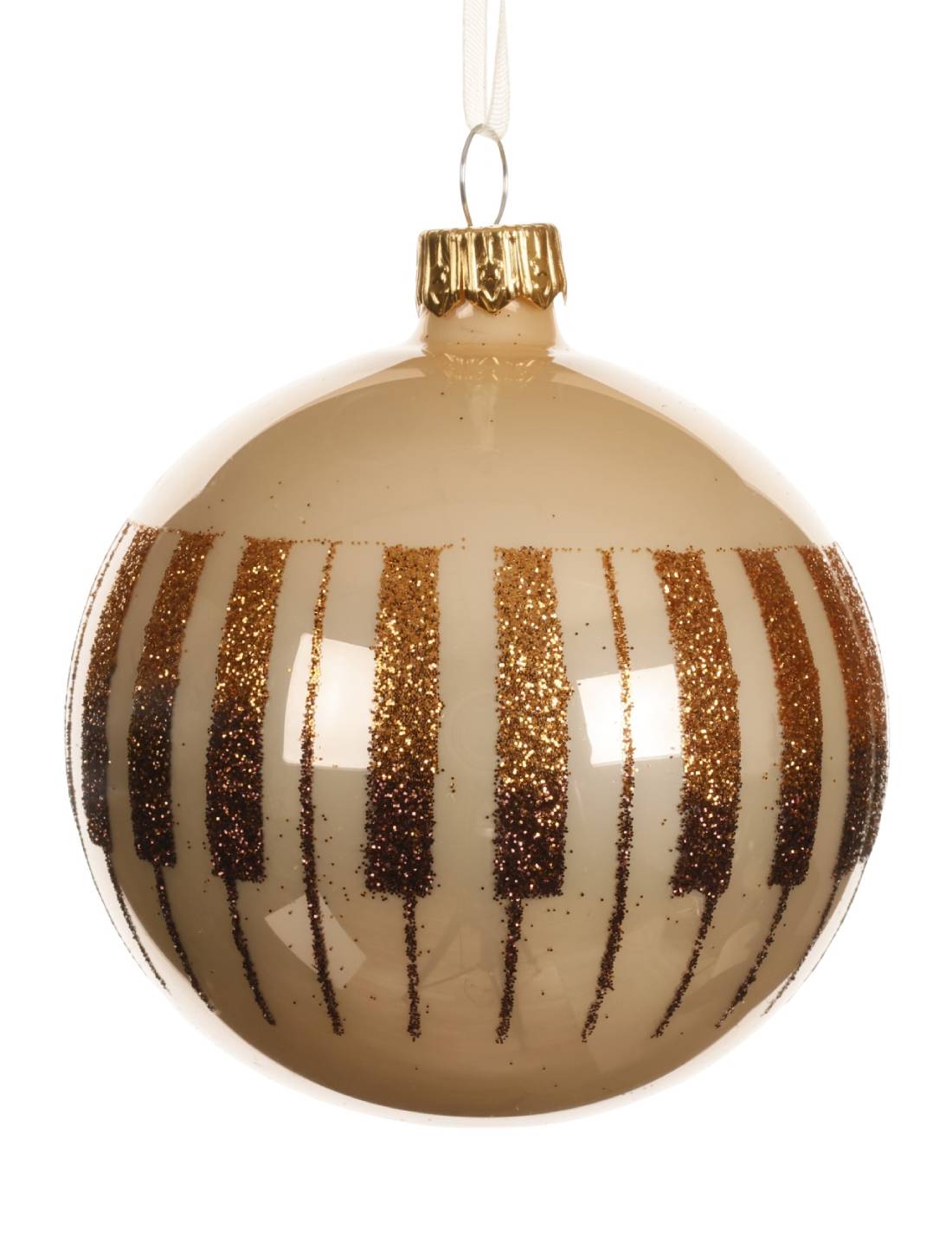 Pallina Albero Di Natale In Vetro Pianoforte Glitter 8cm