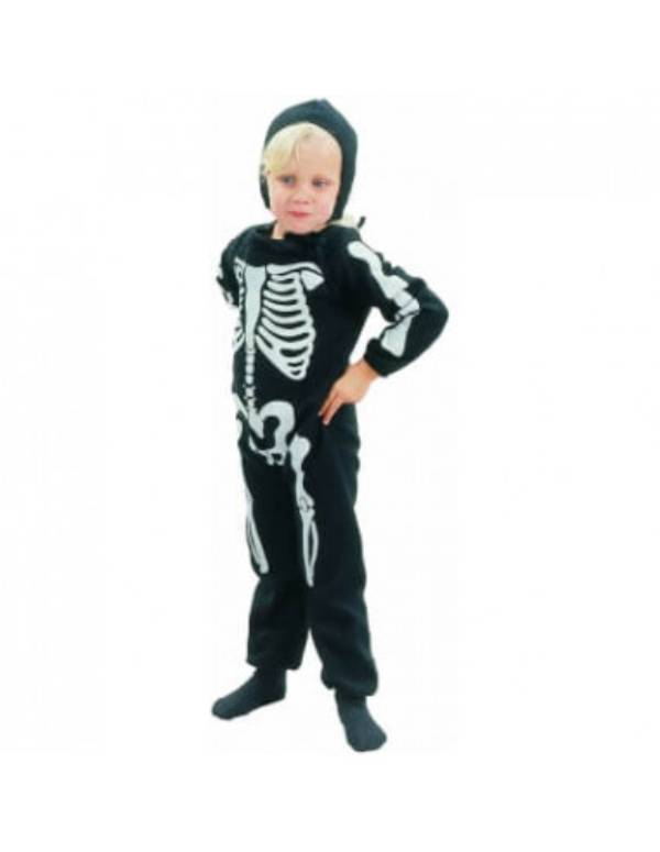 Costume Halloween Per Bambini Scheletro Bianco E Nero