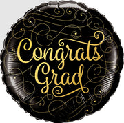 Palloncino Metalfoil Nero E Oro Laurea 18" 46cm