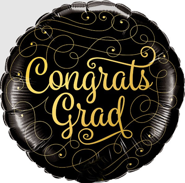 Palloncino Metalfoil Nero E Oro Laurea 18" 46cm