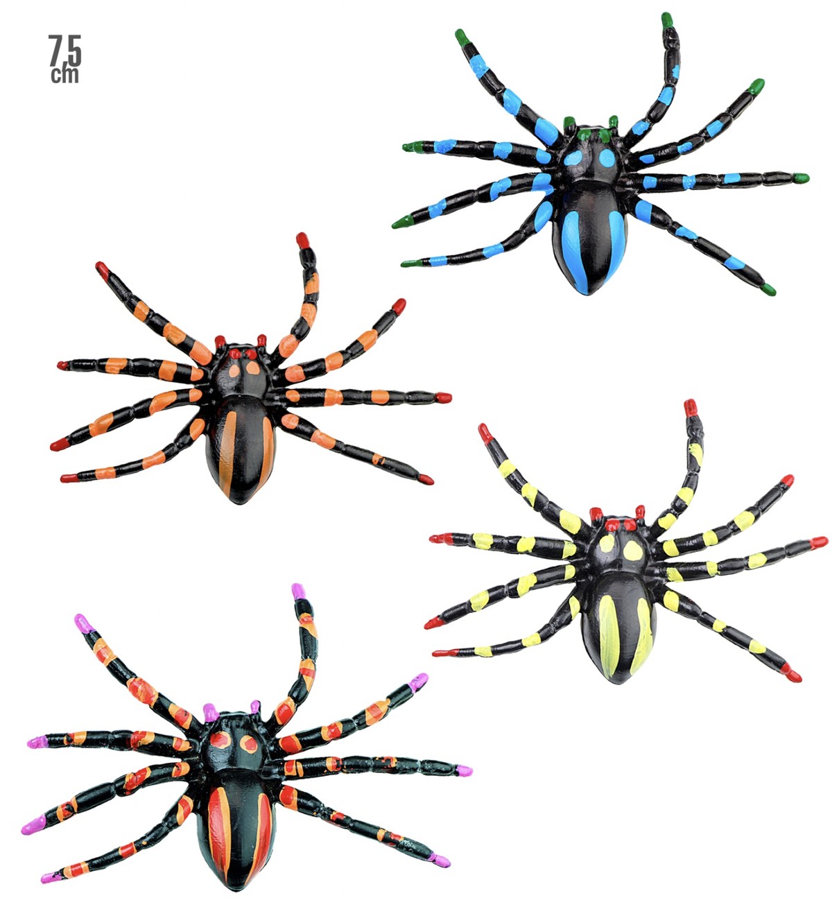 Set Da 4 Ragni Colorati 7,5cm Assortiti