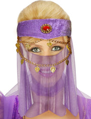 Fascia Copricapo con Velo Viola Donna Odalisca