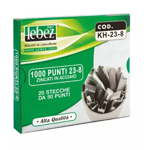 Lebez - Punti Metallici Per Cucitrice Per Alti Spessori - 23/8 1000pz.