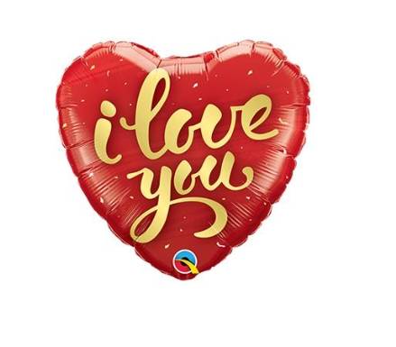 Palloncino Mylar Cuore "I Love You" Rosso e Oro 18" 45cm
