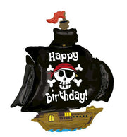 Palloncino Metalfoil Happy Birthday Nave Pirata Sagomata 46" 117cm