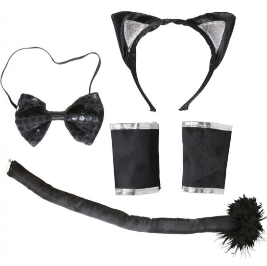 Costume Halloween Carnevale Adulto Vestito Gatto Nero