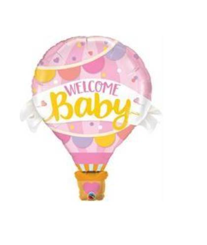 Palloncino Mongolfiera "Welcome Baby" Rosa 42"