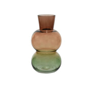 Vaso Vetro Trasparente Bombato Verde E Rame 12x20cm