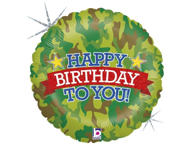 Palloncino Metalfoil Happy Birthday Militare 18" 46cm