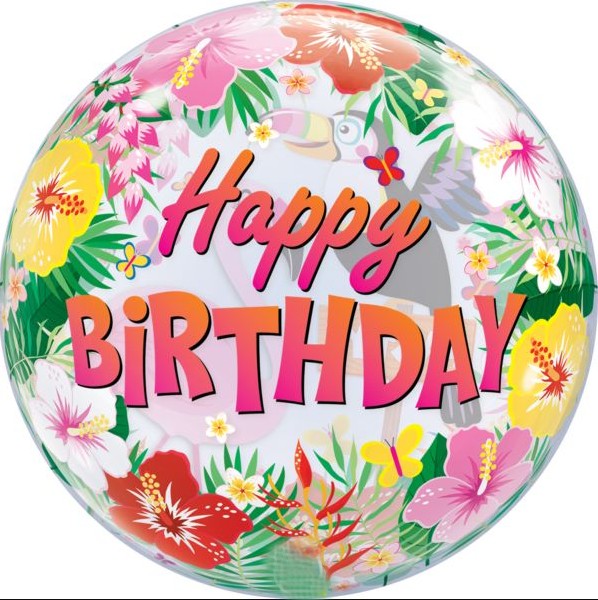 Palloncino Metalfoil Happy Birthday Tropicale 18" 46cm