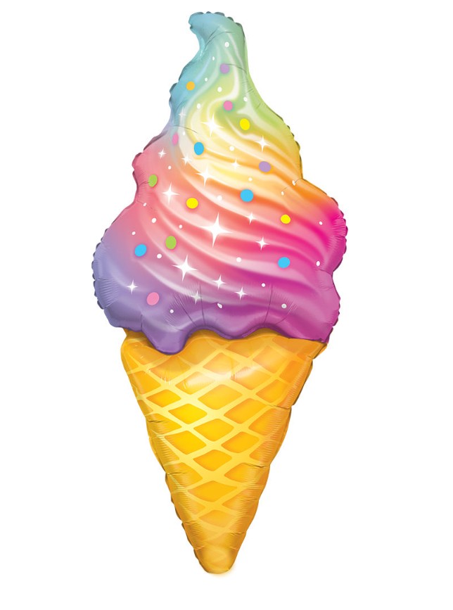 Palloncino Metalfoil Cono Gelato Multicolor Sagomato 45" 114cm