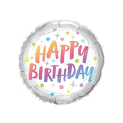 Palloncino Metalfoil Happy Birthday Multicolor Argento 18" 46cm