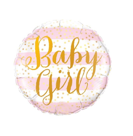 Palloncino Metalfoil Rosa Tondo Baby Shower Baby Girl 18" 46cm