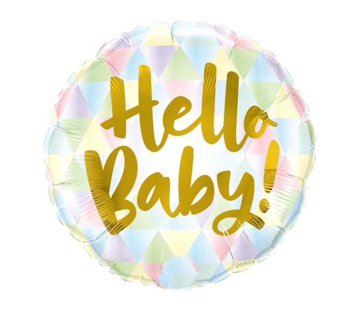 Palloncino Metalfoil Tondo Baby Shower Hello Baby 18" 46cm