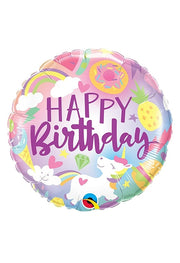 Palloncino Happy Birthday Unicorno 18" 45cm