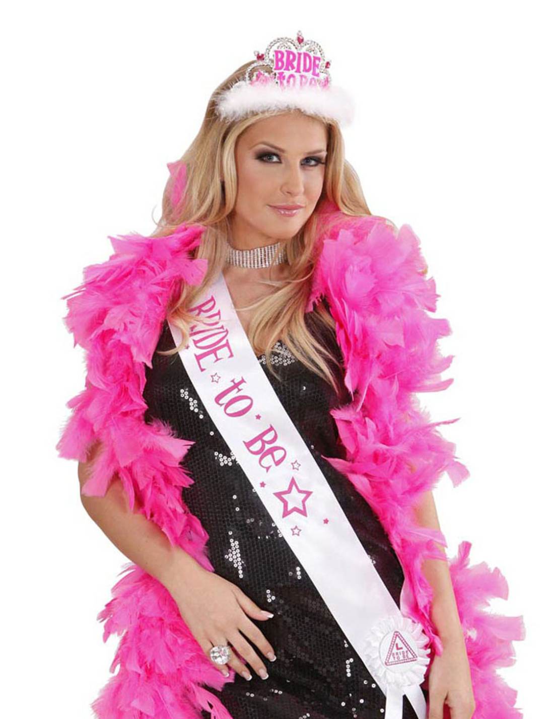 Tiara Addio Al Nubilato Rosa Bride To Be Con Gemme E Marabou