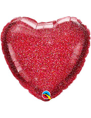 Palloncino Per Feste Cuore Rosso Glitter 18" 46cm Mylar