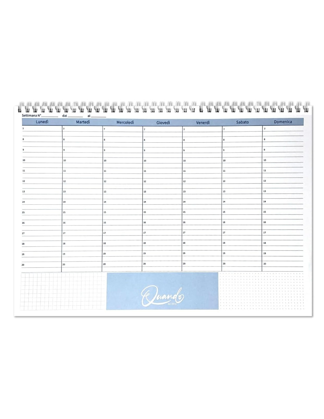 Planning Settimanale Spiralato Non Datato Quando 34x24cm