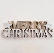 Addobbo Natale Scritta Merry Christmas Effetto Legno 40cm