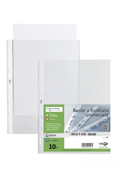 10 Buste Forate Interni Per Raccoglitore Atla T150 35x50cm Lisce