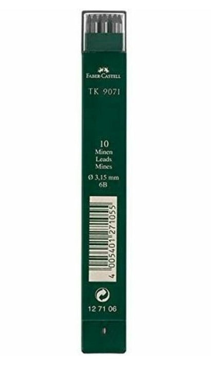 Mine Ricambio Per Matite Faber Castell 3.15mm 6B 10pz