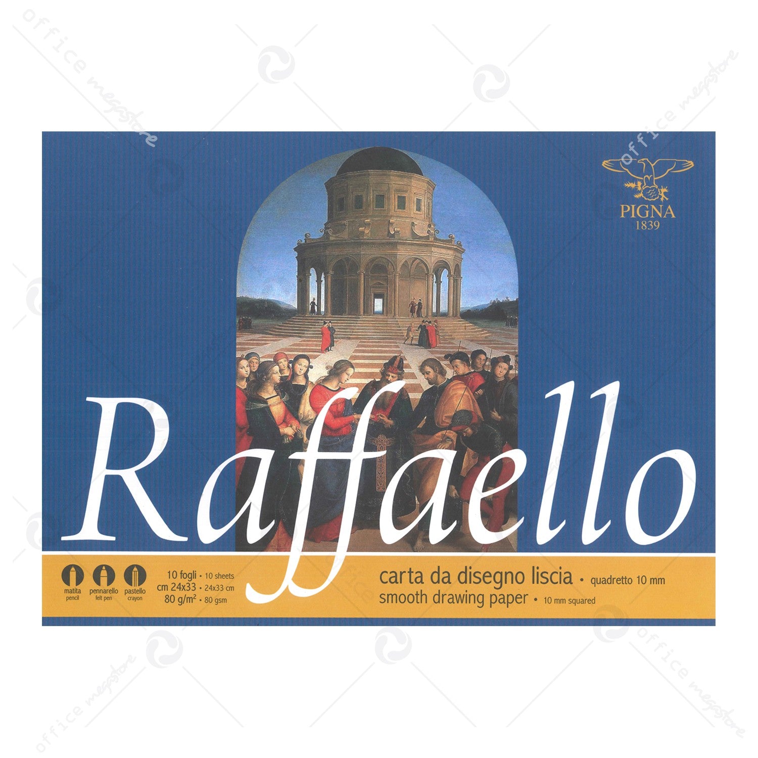 Album Da Disegno Blocco Raffaello A Quadretti 10mm 24x33cm 80g/m² 10 Fogli