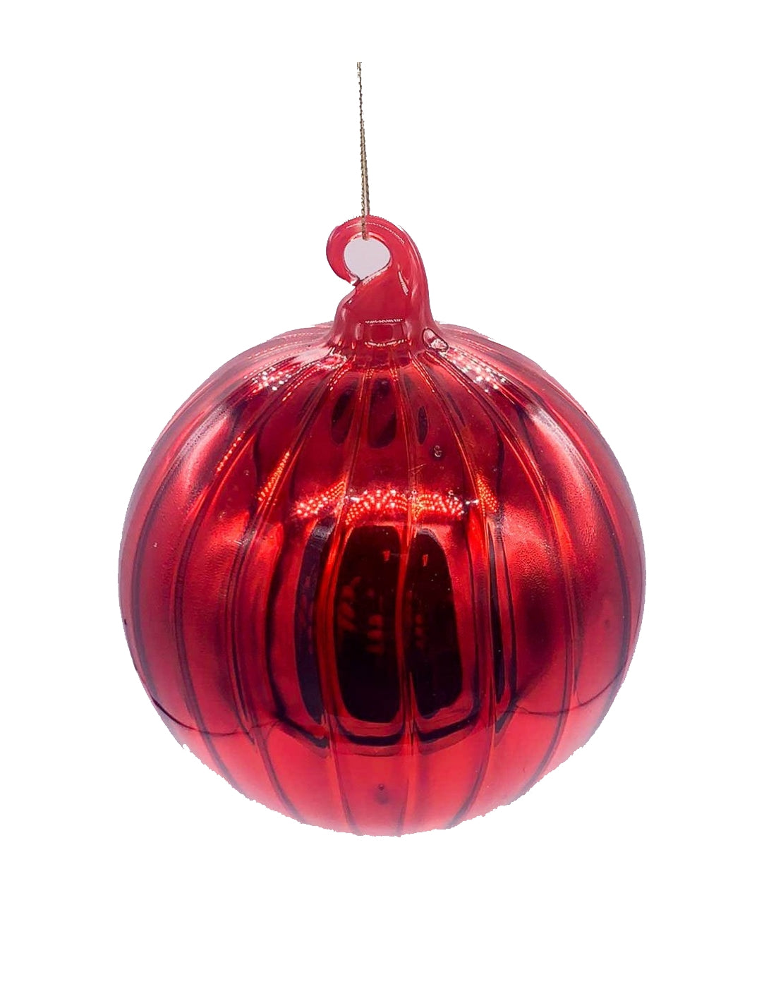 Pallina Albero Di Natale In Vetro Rossa Sfaccettata 10cm