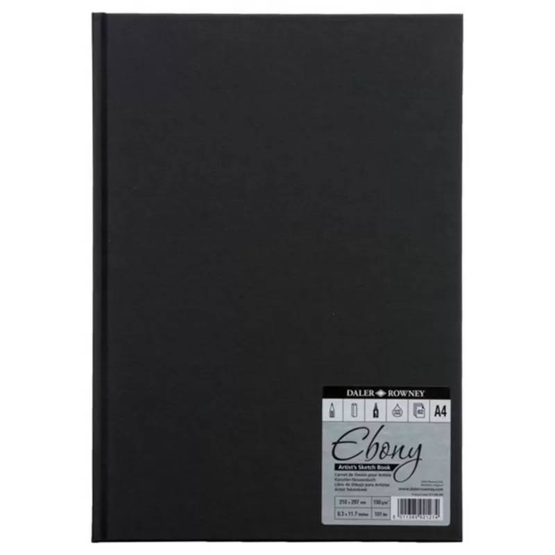 Blocco Disegni Nero Fogli A4- Ritratto Copertina Rigida Granata Liscia