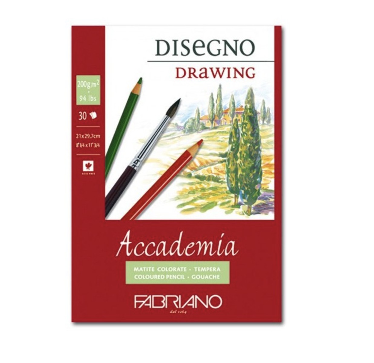 Album Blocco Accademia Disegno Fabriano 21x29,7 200 g/mq 30 Fogli
