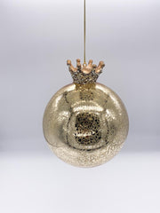 Pallina Albero Di Natale In Vetro Oro Trasparente Con Corona 10cm