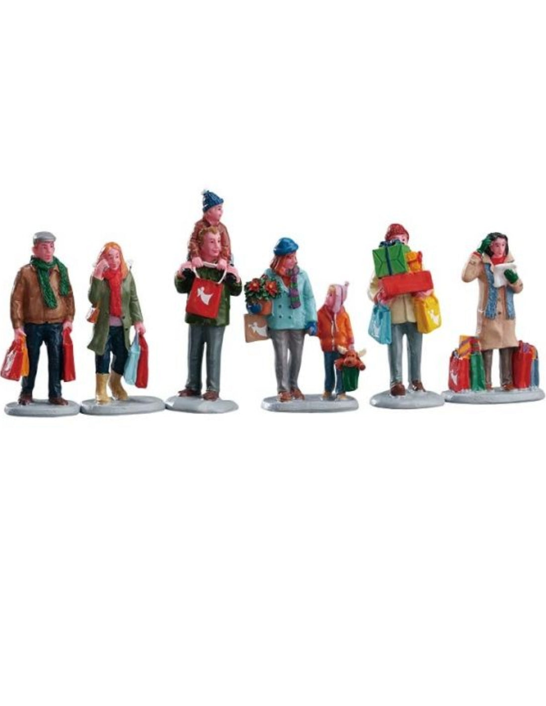 Addobbo Natale Per Scenario Natalizio Holiday Shoppers Set 7pz