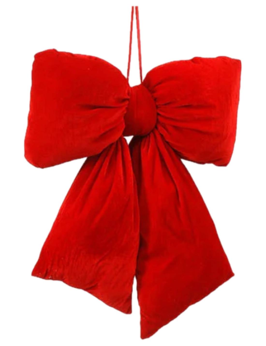 Addobbo Albero Di Natale Fiocco In Velluto Rosso 36cm
