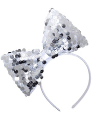 Frontino Cerchietto Farfallino In Paillettes Argento