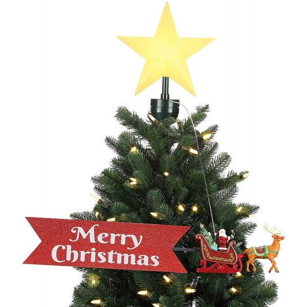 Puntale Albero Natale In Movimento Slitta Merry Christmas