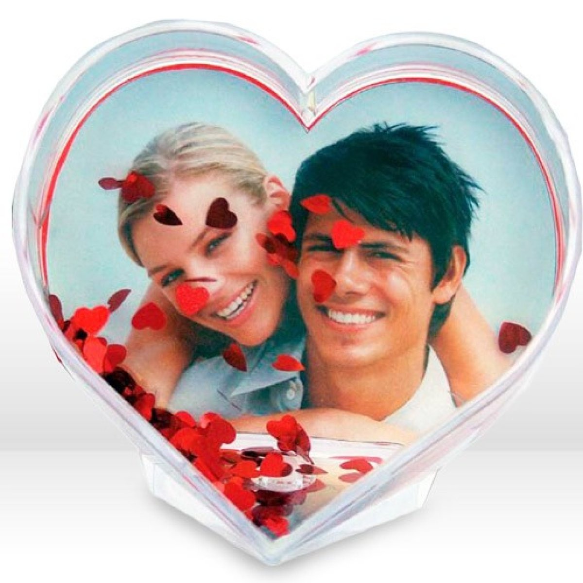 Cornice Portafoto Cuore Con Cuoricini Riflettenti Interni