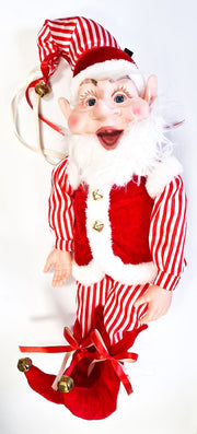 Elfo Con Vestito A Righe 60cm